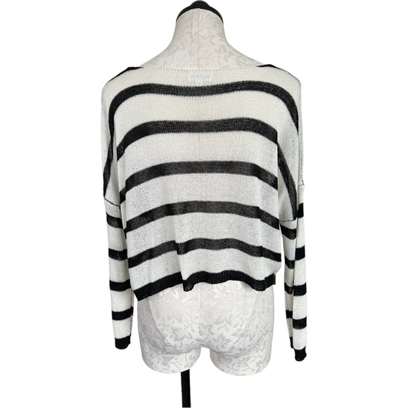Superdown Adrianna Sweater Black White Striped Cropped Open Knit Size Small - Picture 8 of 15